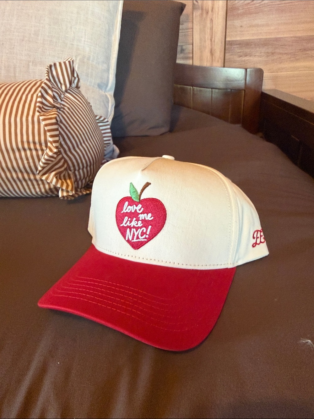 Love Me Like NYC Red and Cream Baseball Cap